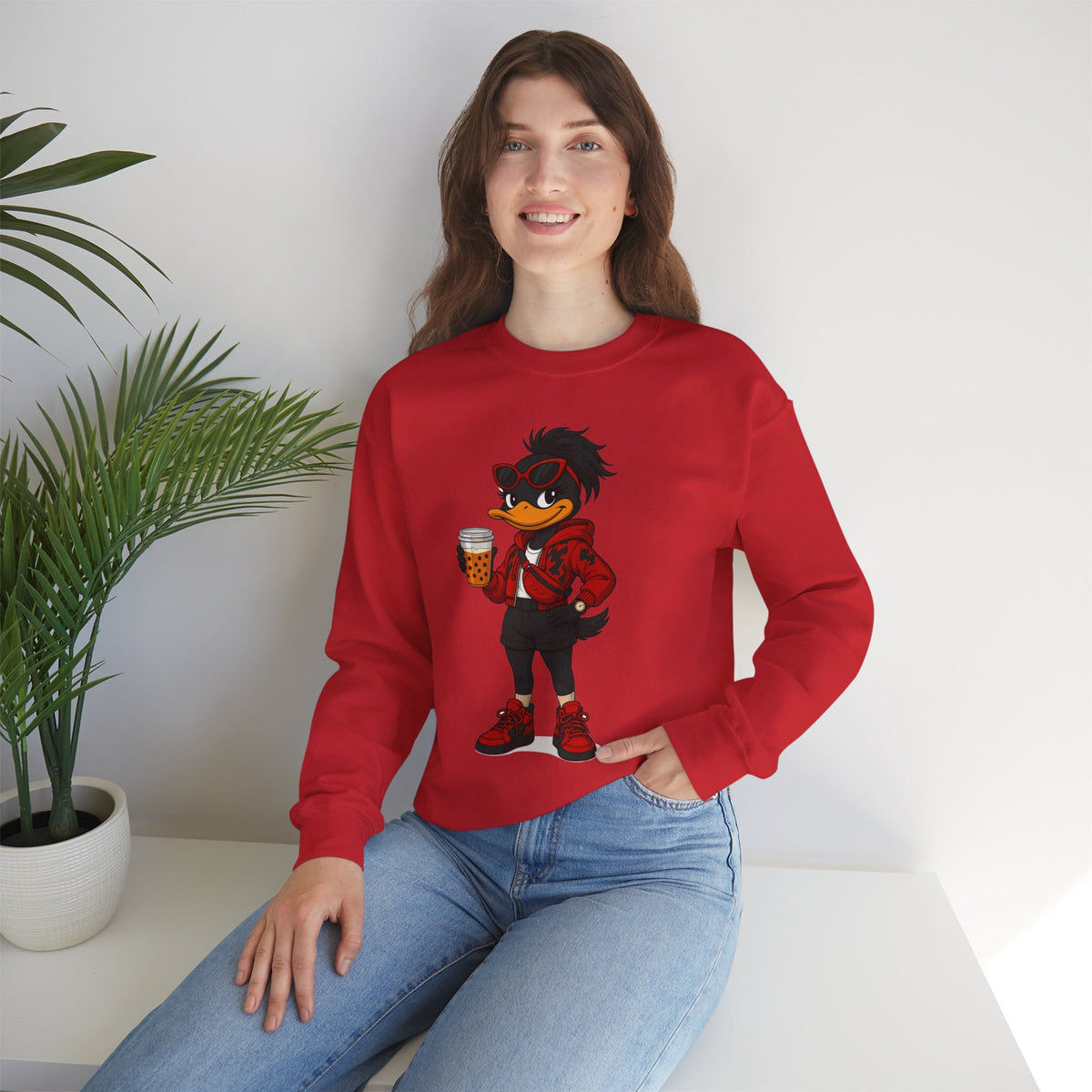 Chic Cartoon Character Sweatshirt - Cozy Women's Crewneck
