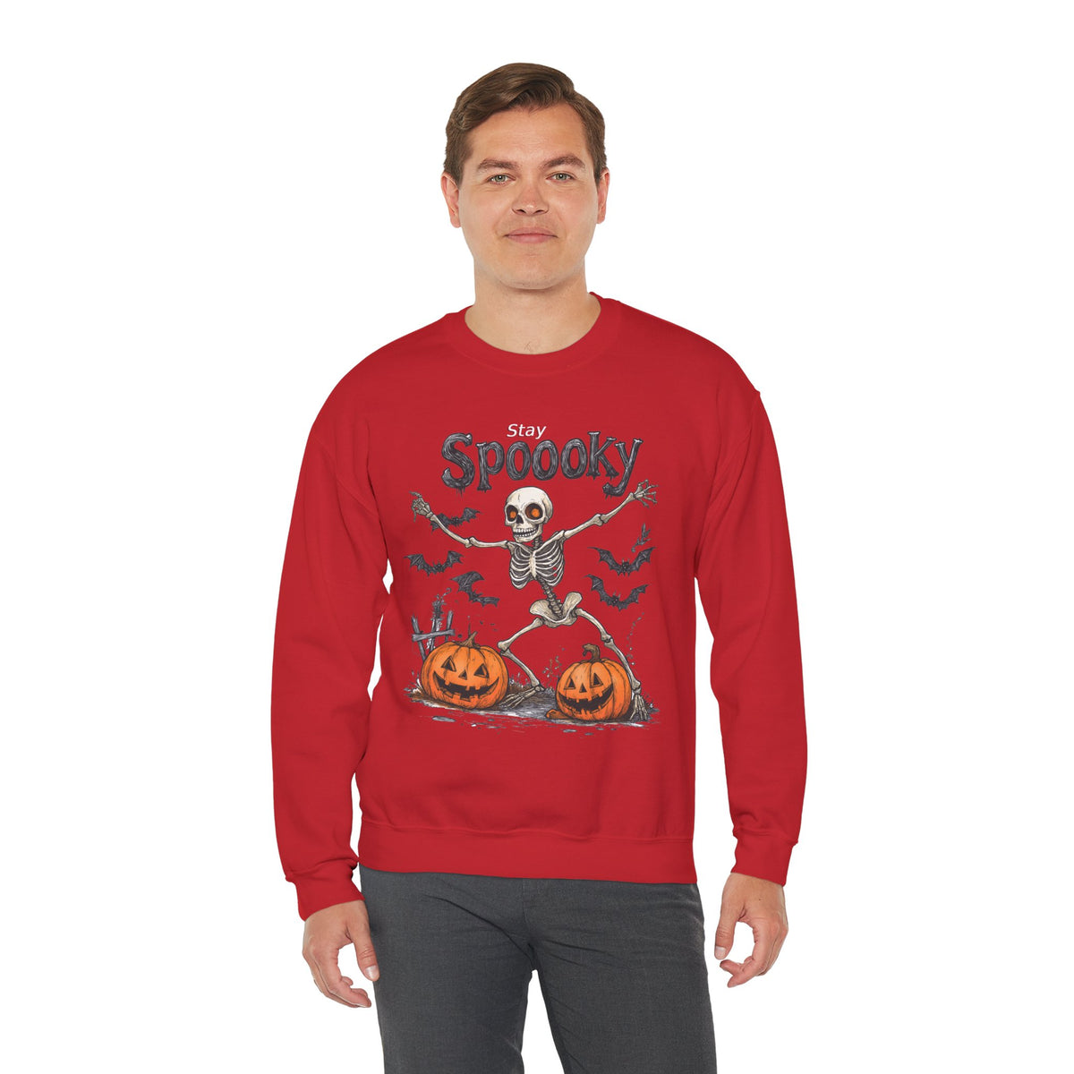 Halloween Sweatshirt - Spooky Skeleton Halloween Sweatshirt – Unisex Crewneck, Cozy Fall Sweater & Halloween Gift - Halloween Costume