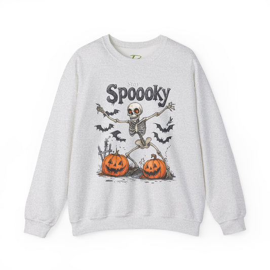 Halloween Sweatshirt - Spooky Skeleton Halloween Sweatshirt – Unisex Crewneck, Cozy Fall Sweater & Halloween Gift - Halloween Costume