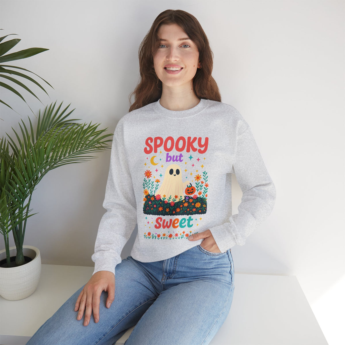 Spooky but Sweet Halloween Sweatshirt – Cute Fall Crewneck