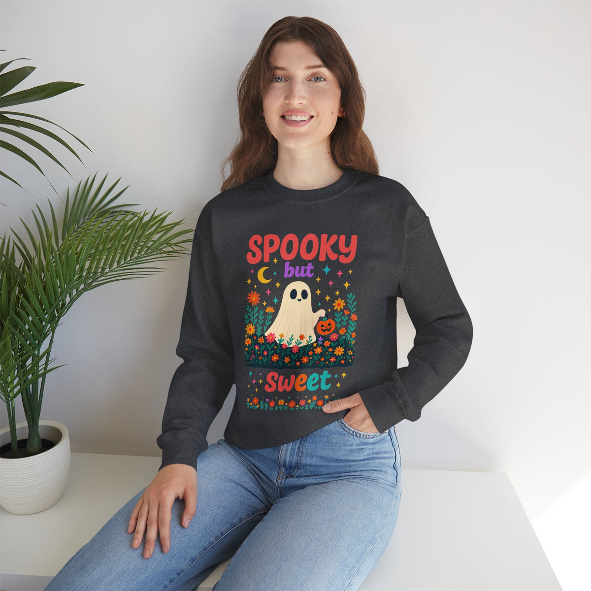 Spooky but Sweet Halloween Sweatshirt – Cute Fall Crewneck