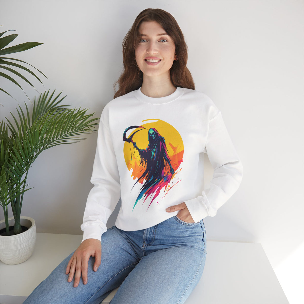 Grim Reaper Halloween Sweatshirt – Spooky Crewneck - Cozy Fall Outfit