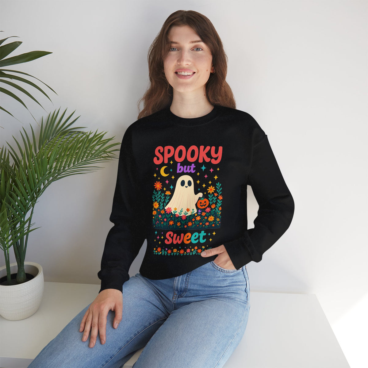 Spooky but Sweet Halloween Sweatshirt – Cute Fall Crewneck