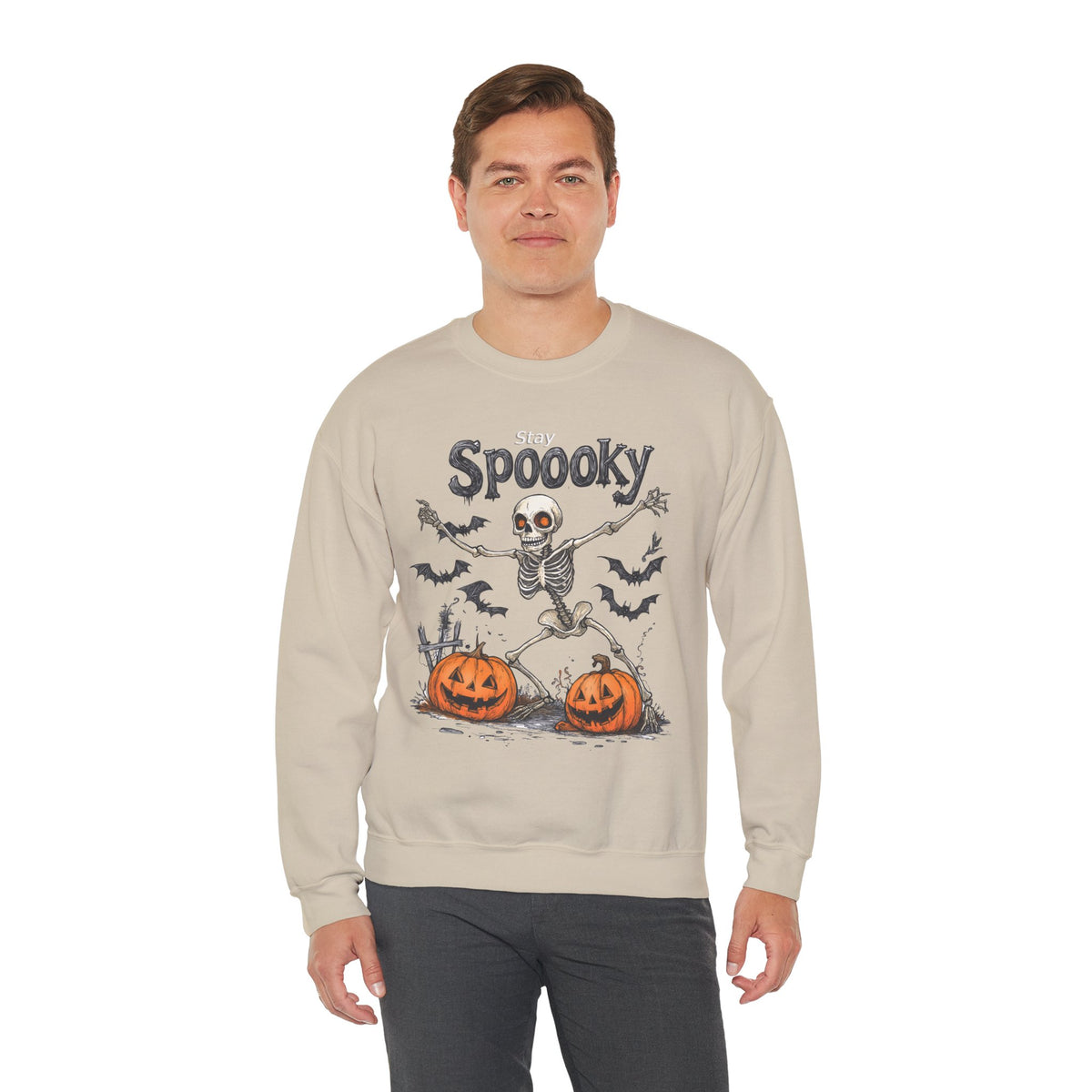 Halloween Sweatshirt - Spooky Skeleton Halloween Sweatshirt – Unisex Crewneck, Cozy Fall Sweater & Halloween Gift - Halloween Costume