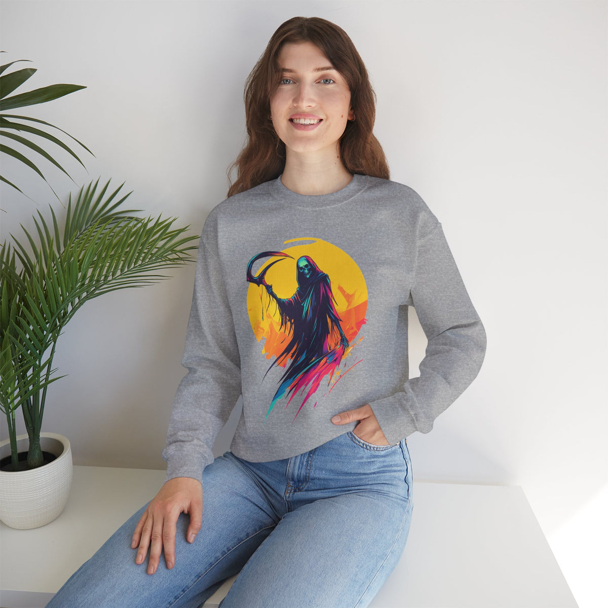 Grim Reaper Halloween Sweatshirt – Spooky Crewneck - Cozy Fall Outfit