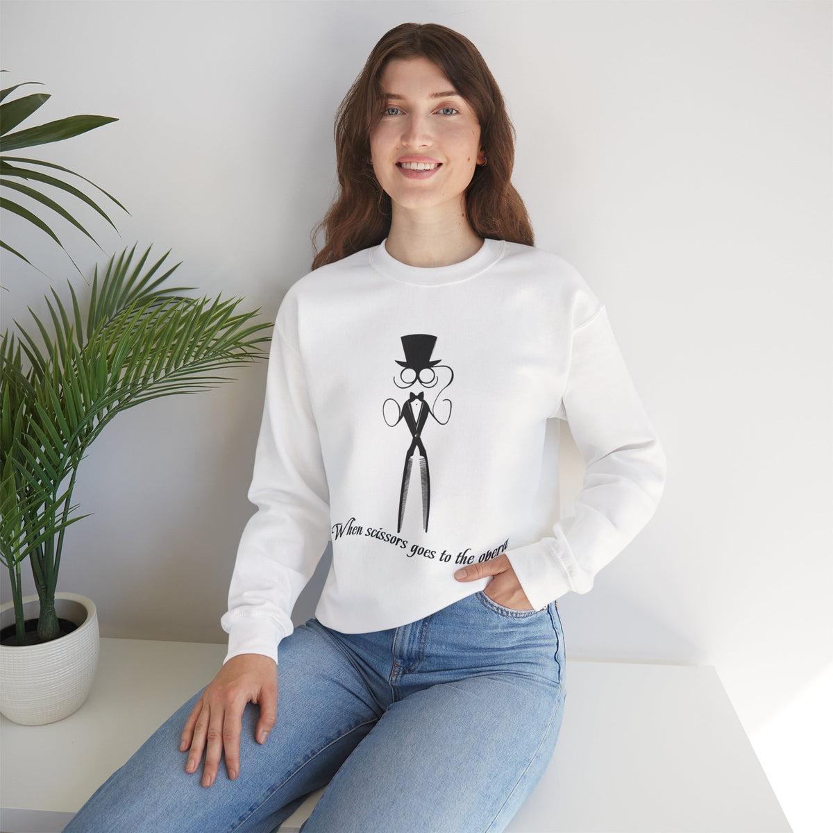 Funny Scissor Enthusiast Crewneck - Hairdresser Sweatshirt - Unisex Salon Humor Gift for Stylists & Cosmetologists