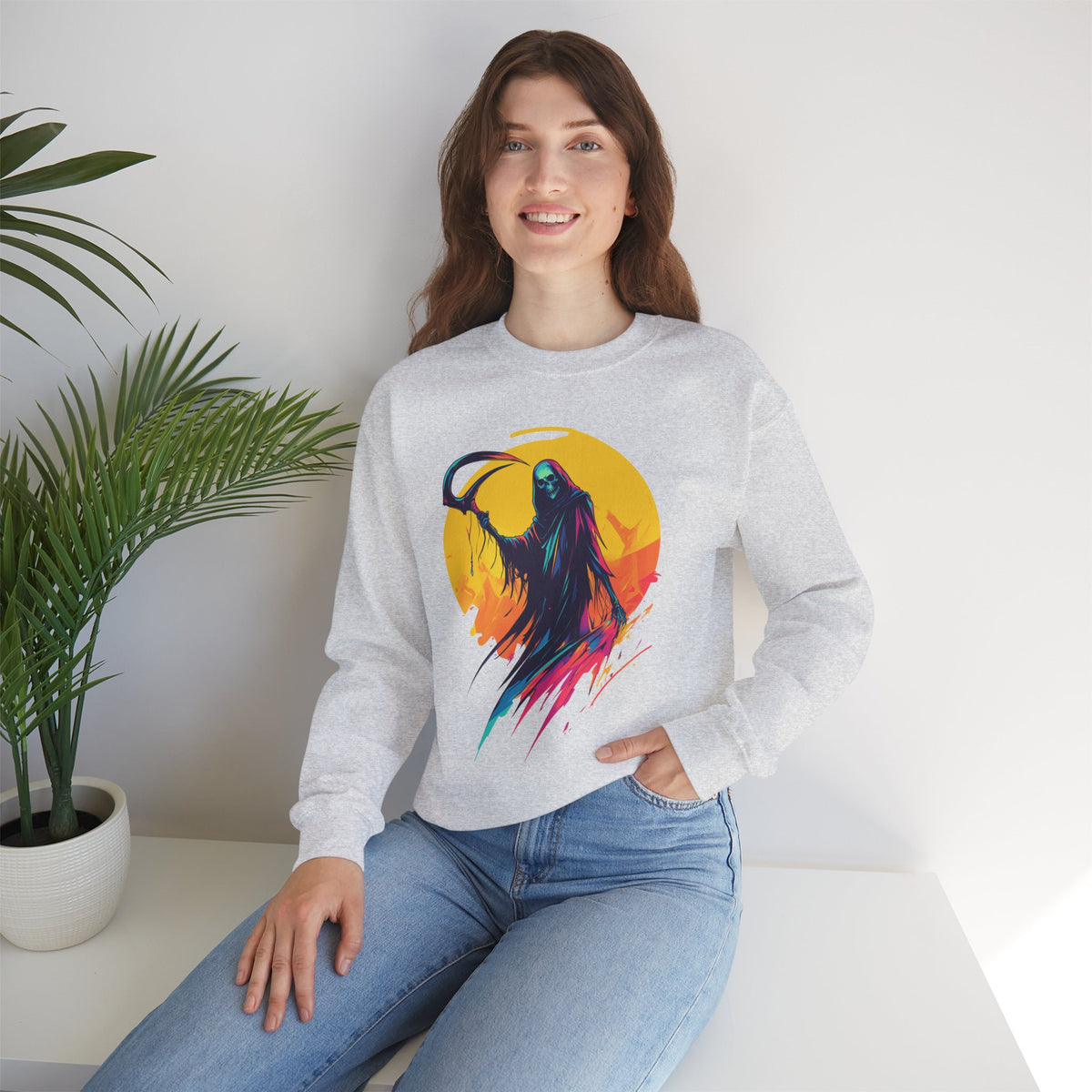 Grim Reaper Halloween Sweatshirt – Spooky Crewneck - Cozy Fall Outfit