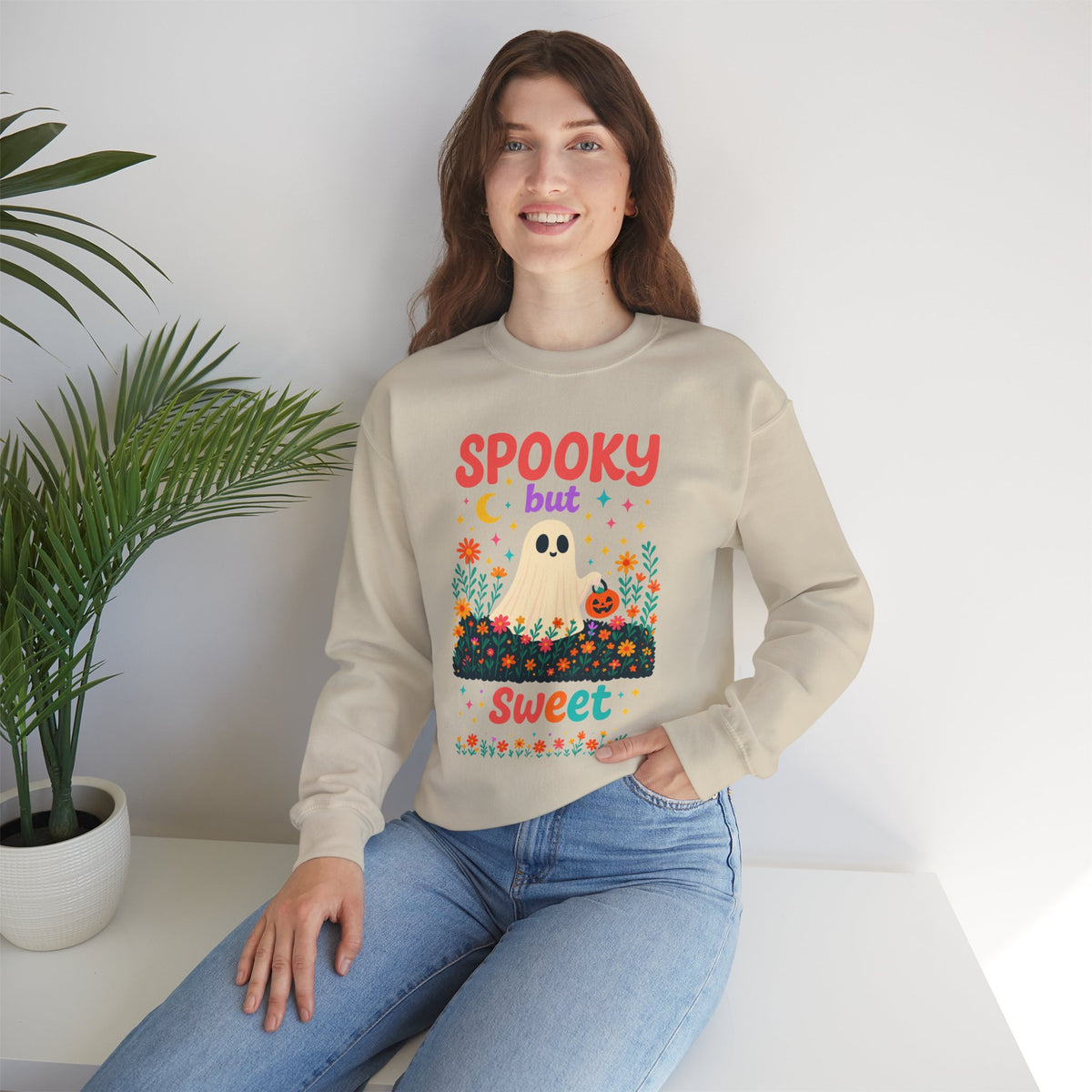Spooky but Sweet Halloween Sweatshirt – Cute Fall Crewneck