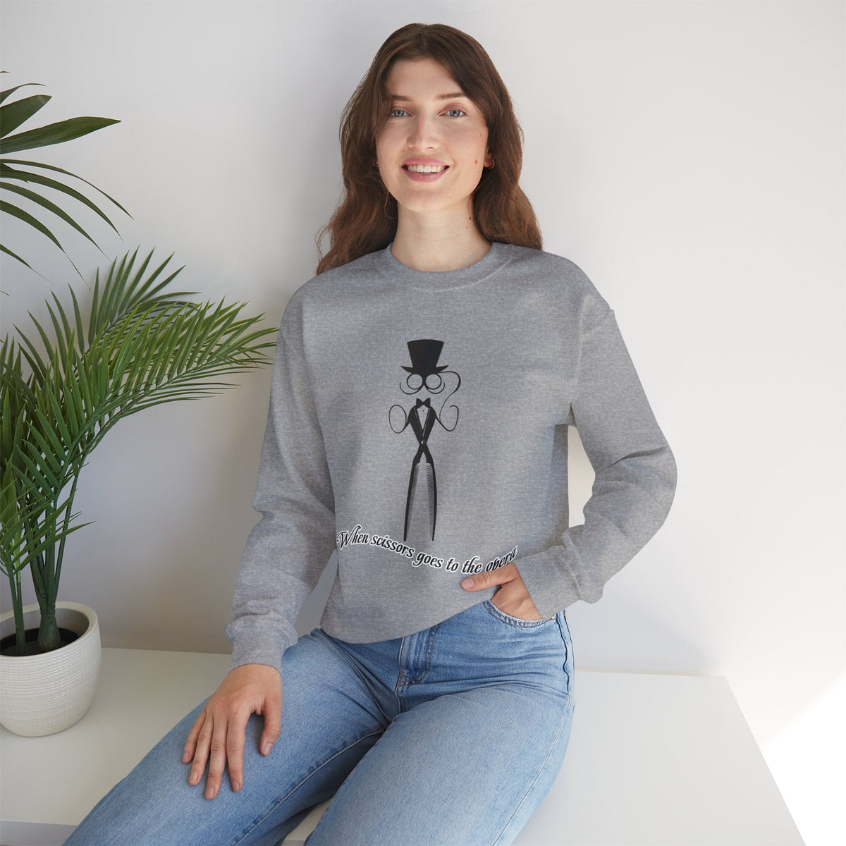 Funny Scissor Enthusiast Crewneck - Hairdresser Sweatshirt - Unisex Salon Humor Gift for Stylists & Cosmetologists