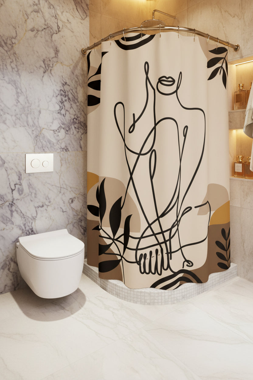 Abstract Line Art Shower Curtain