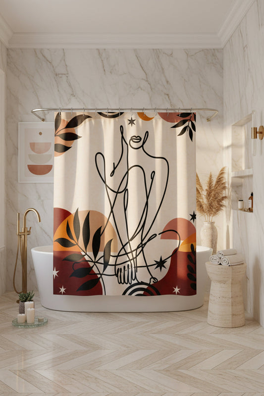 How to Create a Pinterest-Worthy Oasis with a Boho Line Art Shower Curtain