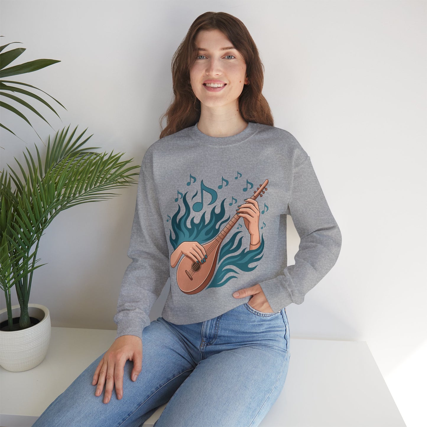 Music Lover Crewneck - Musical Women's Sweatshirt - Artistic Graphic Gift for Musicians