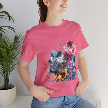 Floral Graphic T-Shirt - Women's Artistic Nature Tee - Lightweight fabric Tee