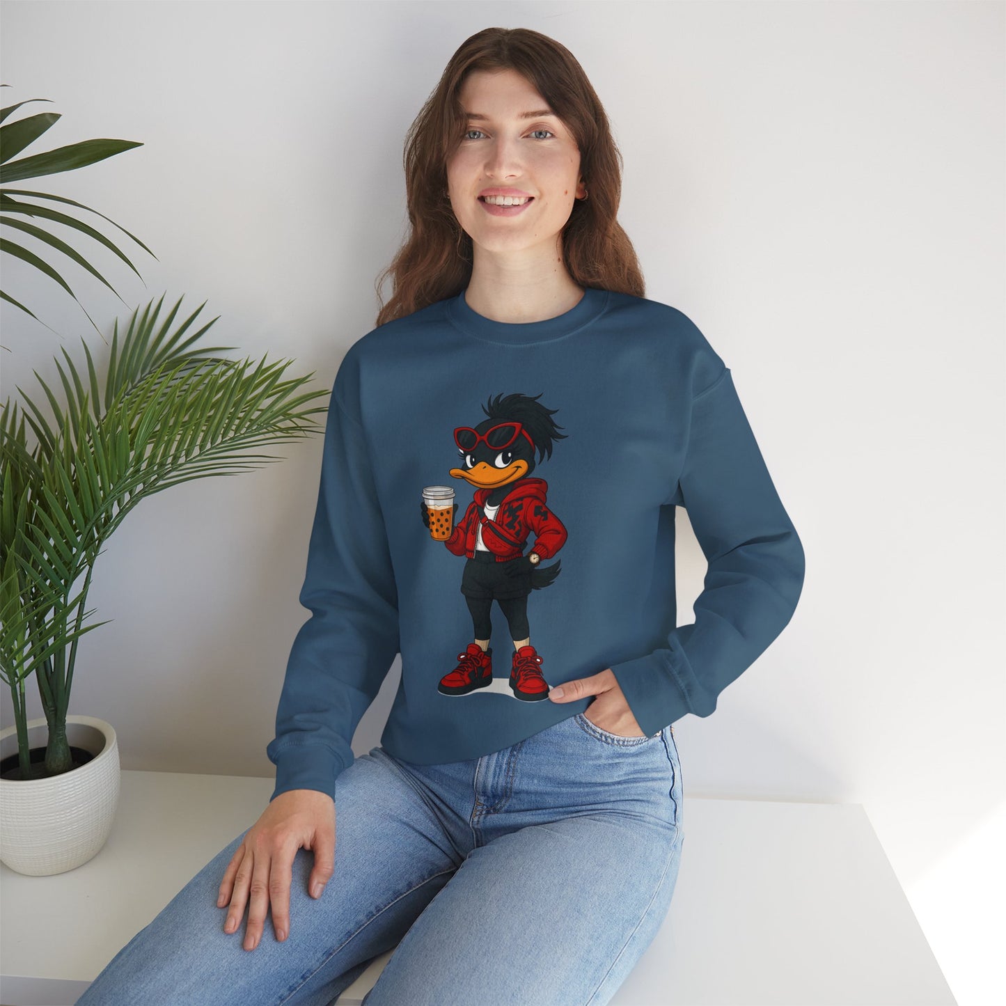 Chic Cartoon Character Sweatshirt - Cozy Women's Crewneck