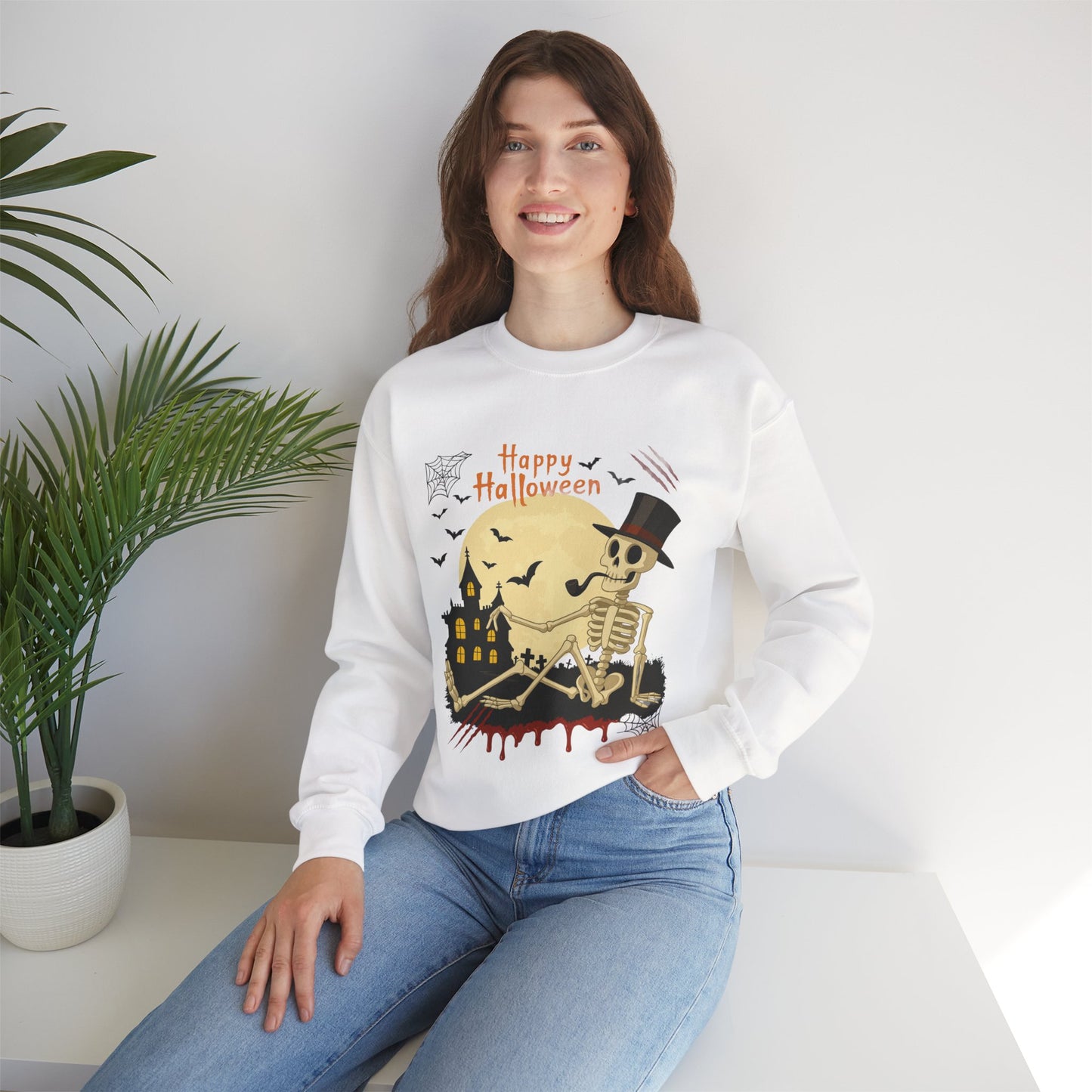 Halloween Skeleton Sweatshirt - Spooky Crewneck- Halloween Crewneck Sweater - Halloween Costume