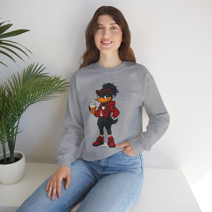 Chic Cartoon Character Sweatshirt - Cozy Women's Crewneck