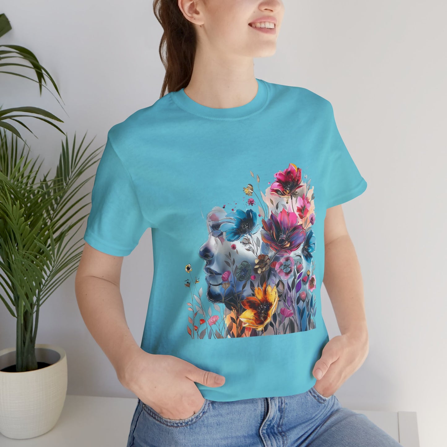 Floral Graphic T-Shirt - Women's Artistic Nature Tee - Lightweight fabric Tee