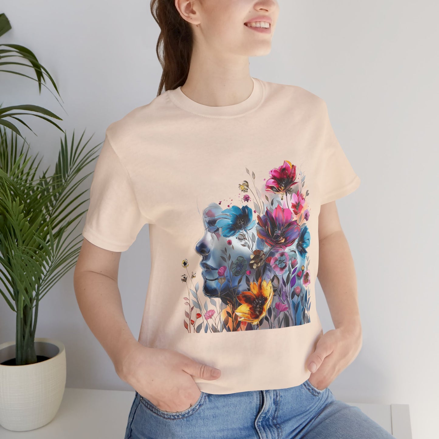 Floral Graphic T-Shirt - Women's Artistic Nature Tee - Lightweight fabric Tee