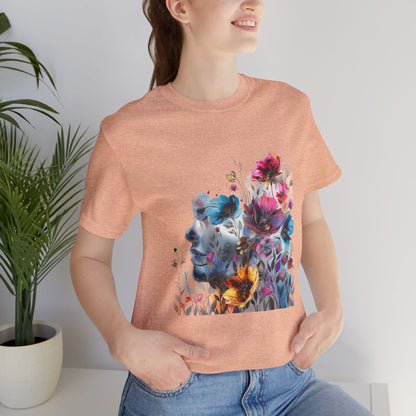 Floral Graphic T-Shirt - Women's Artistic Nature Tee - Lightweight fabric Tee