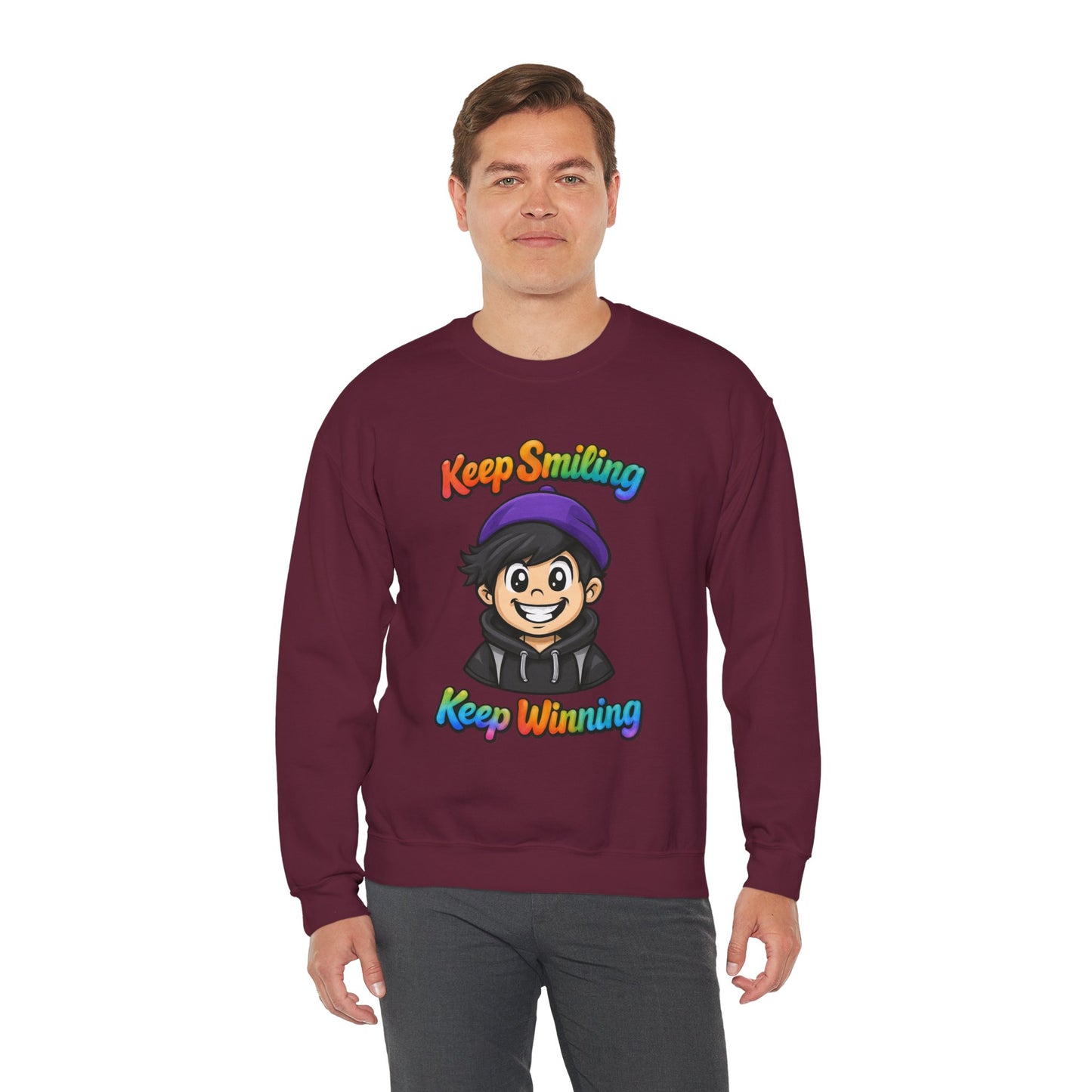 Happy Vibes Crewneck Sweatshirt - Keep Smiling Men's Sweater - Motivational Sweater & Inspirational Gift
