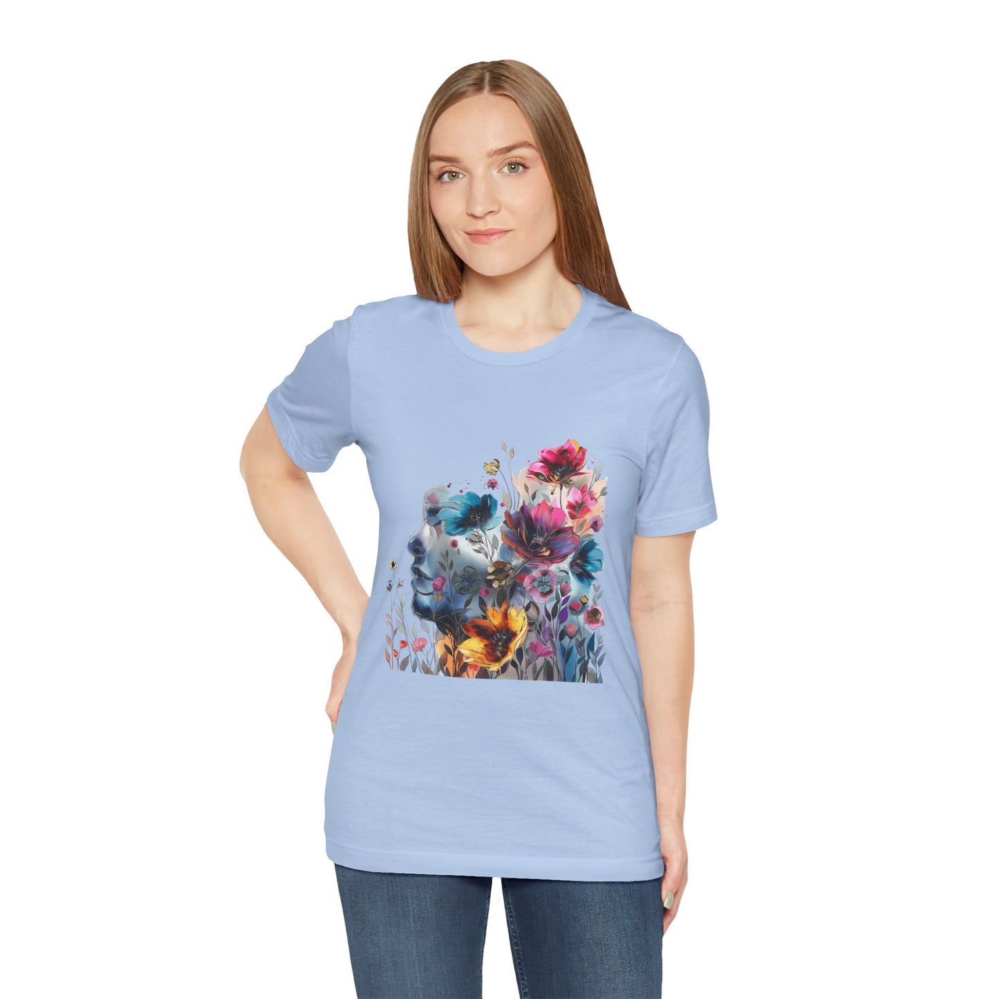Floral Graphic T-Shirt - Women's Artistic Nature Tee - Lightweight fabric Tee