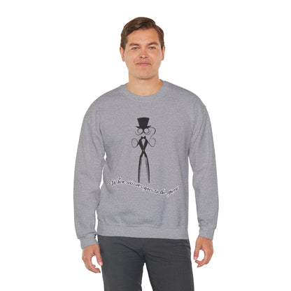 Funny Scissor Enthusiast Crewneck - Hairdresser Sweatshirt - Unisex Salon Humor Gift for Stylists & Cosmetologists