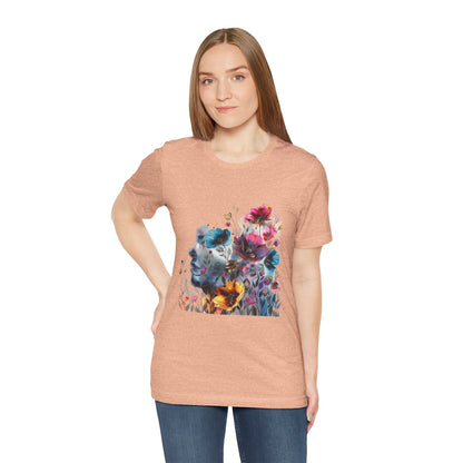 Floral Graphic T-Shirt - Women's Artistic Nature Tee - Lightweight fabric Tee