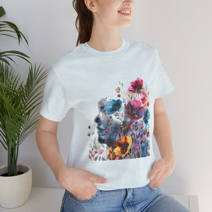 Floral Graphic T-Shirt - Women's Artistic Nature Tee - Lightweight fabric Tee