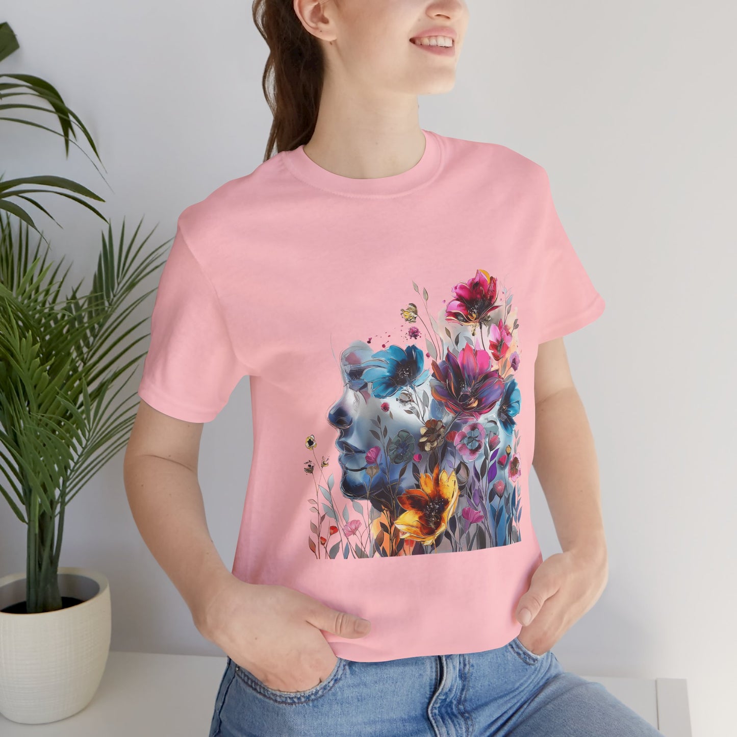 Floral Graphic T-Shirt - Women's Artistic Nature Tee - Lightweight fabric Tee