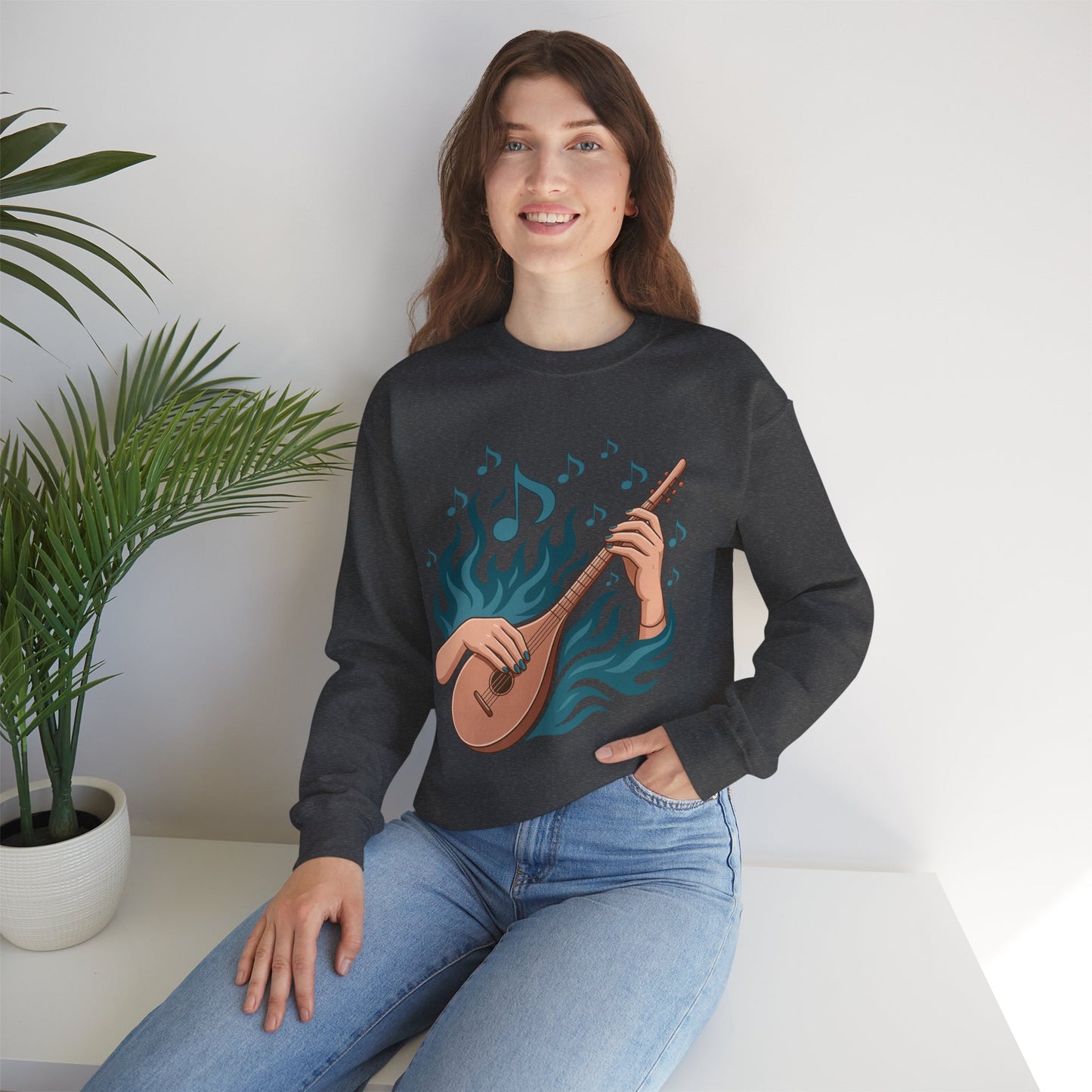 Music Lover Crewneck - Musical Women's Sweatshirt - Artistic Graphic Gift for Musicians