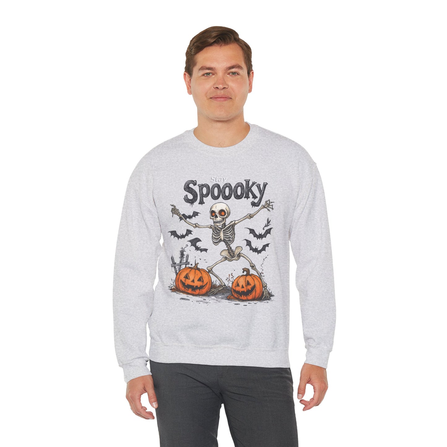 Halloween Sweatshirt - Spooky Skeleton Halloween Sweatshirt – Unisex Crewneck, Cozy Fall Sweater & Halloween Gift - Halloween Costume
