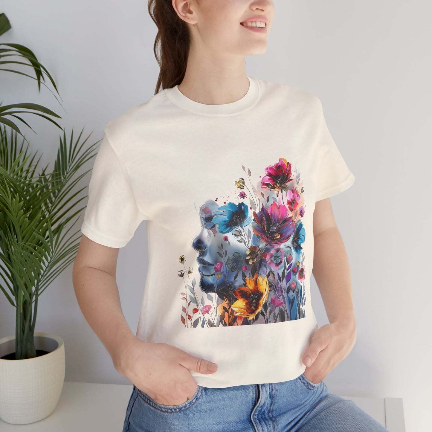 Floral Graphic T-Shirt - Women's Artistic Nature Tee - Lightweight fabric Tee