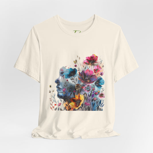 Floral Graphic T-Shirt - Women's Artistic Nature Tee - Lightweight fabric Tee