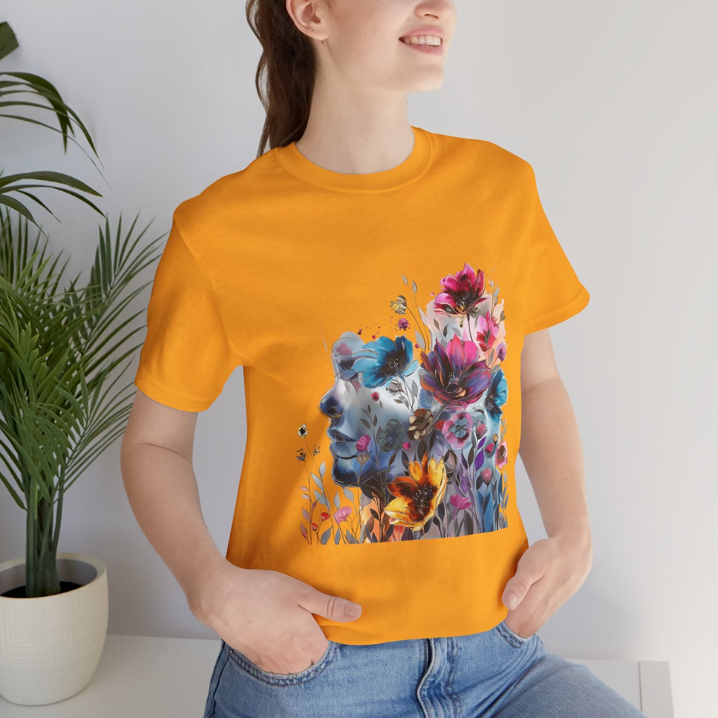 Floral Graphic T-Shirt - Women's Artistic Nature Tee - Lightweight fabric Tee