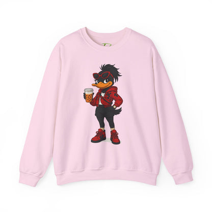 Chic Cartoon Character Sweatshirt - Cozy Women's Crewneck