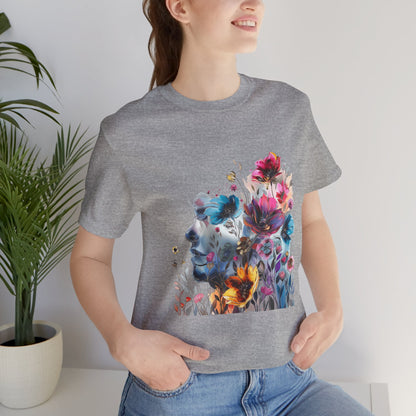 Floral Graphic T-Shirt - Women's Artistic Nature Tee - Lightweight fabric Tee