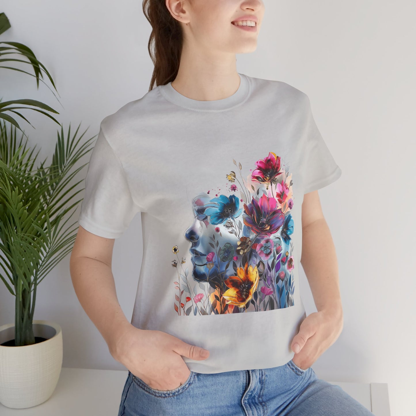 Floral Graphic T-Shirt - Women's Artistic Nature Tee - Lightweight fabric Tee