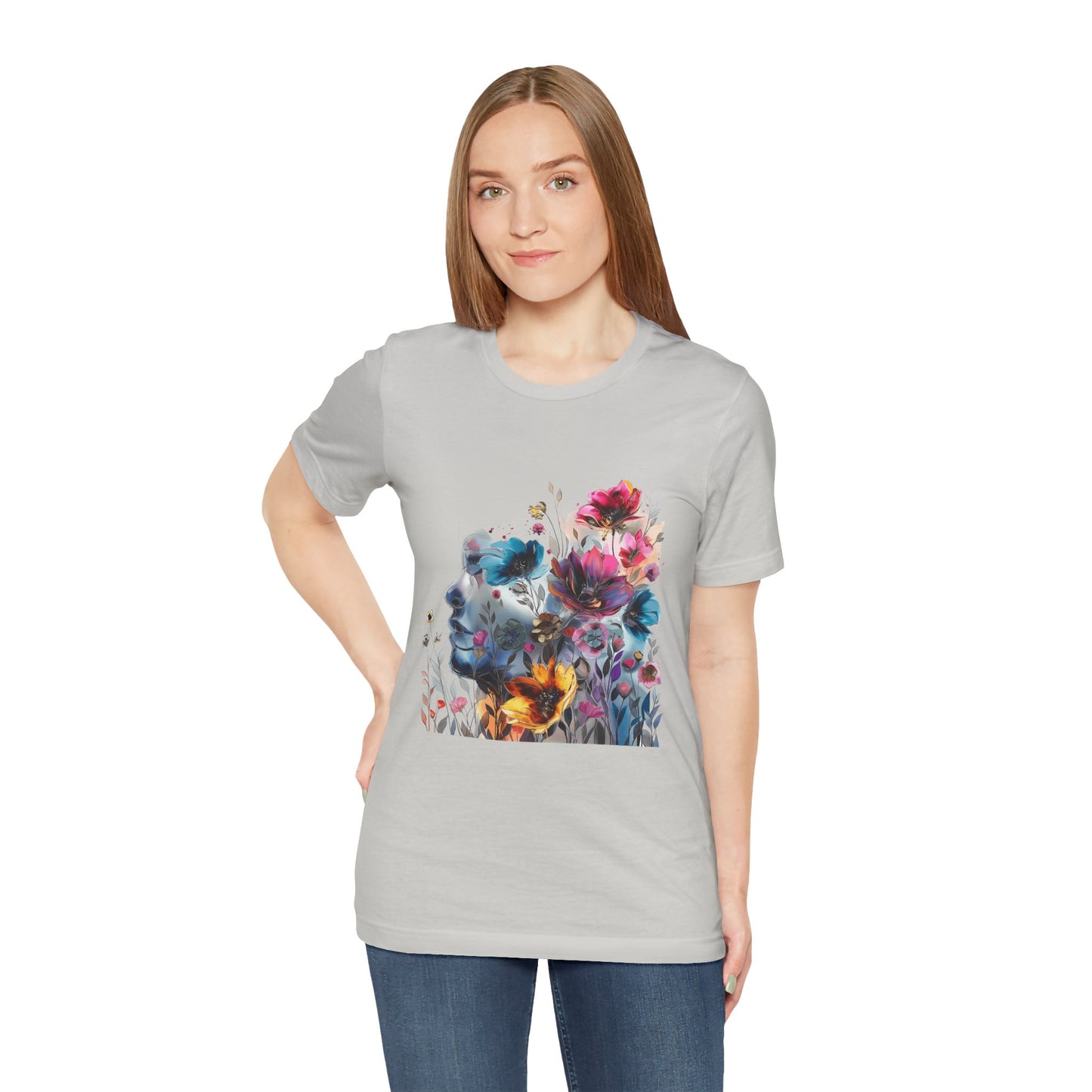 Floral Graphic T-Shirt - Women's Artistic Nature Tee - Lightweight fabric Tee