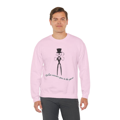 Funny Scissor Enthusiast Crewneck - Hairdresser Sweatshirt - Unisex Salon Humor Gift for Stylists & Cosmetologists