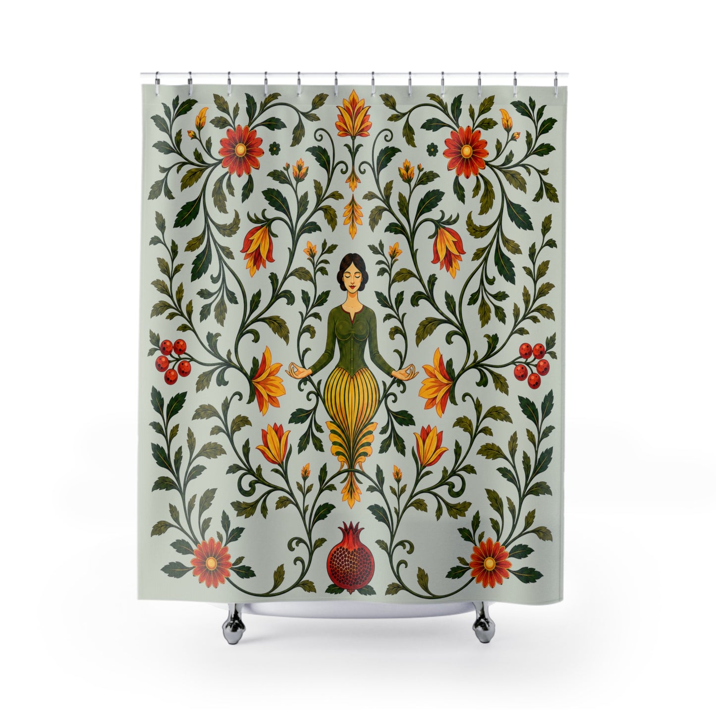 William Morris Sage Green Floral Shower Curtain