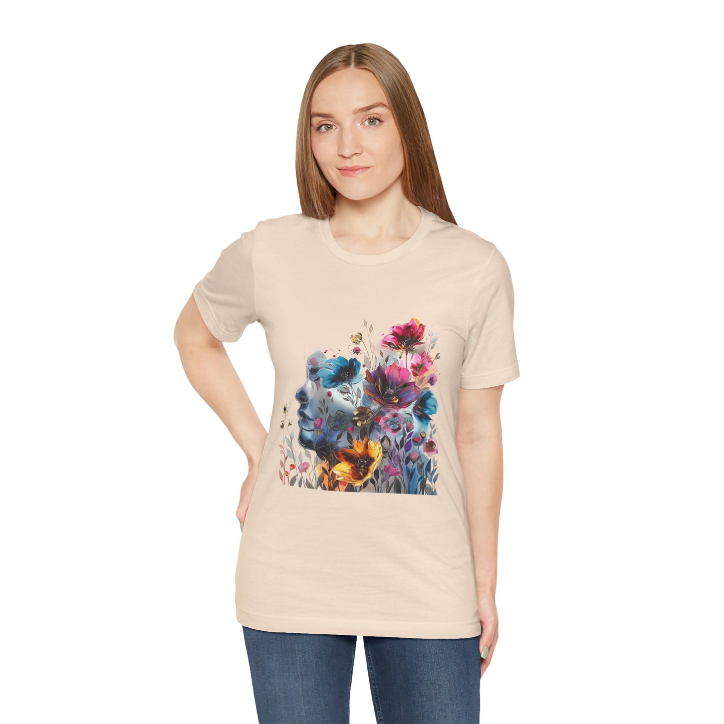 Floral Graphic T-Shirt - Women's Artistic Nature Tee - Lightweight fabric Tee