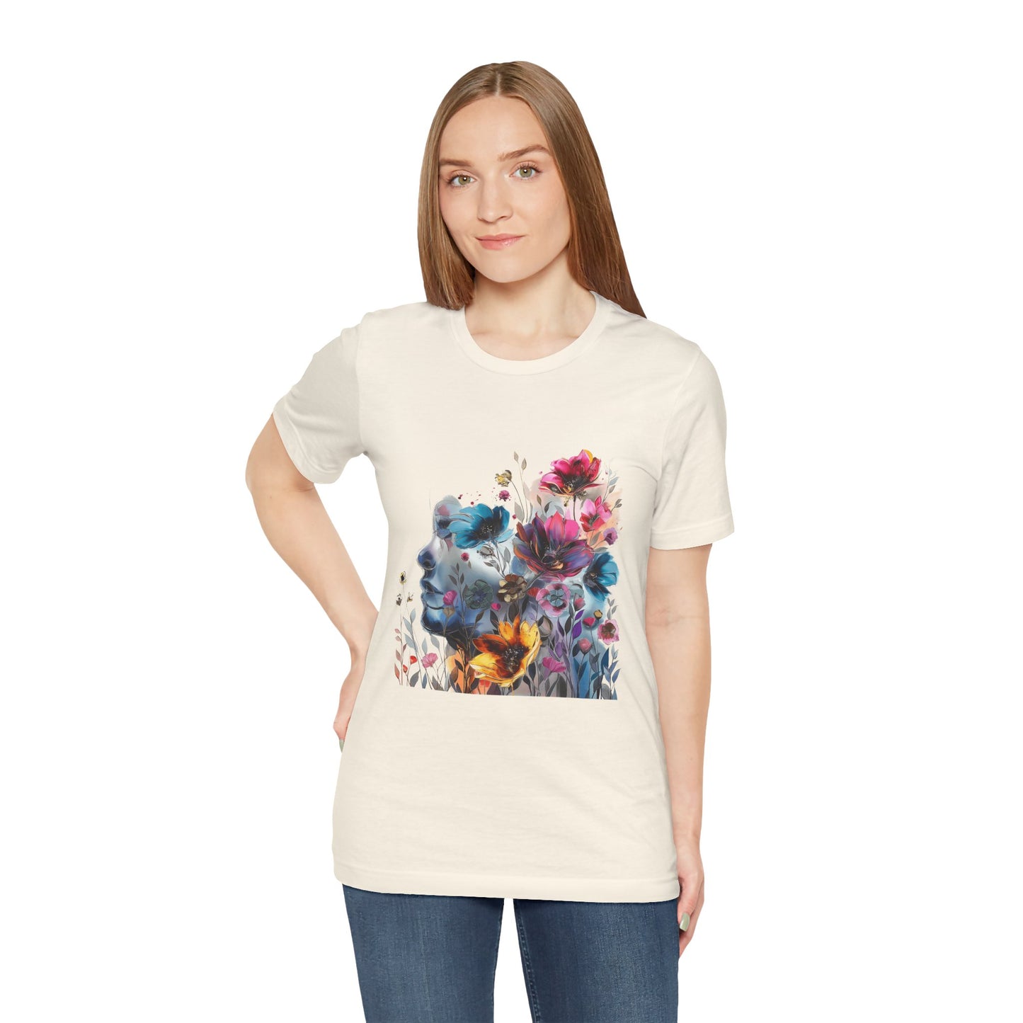 Floral Graphic T-Shirt - Women's Artistic Nature Tee - Lightweight fabric Tee