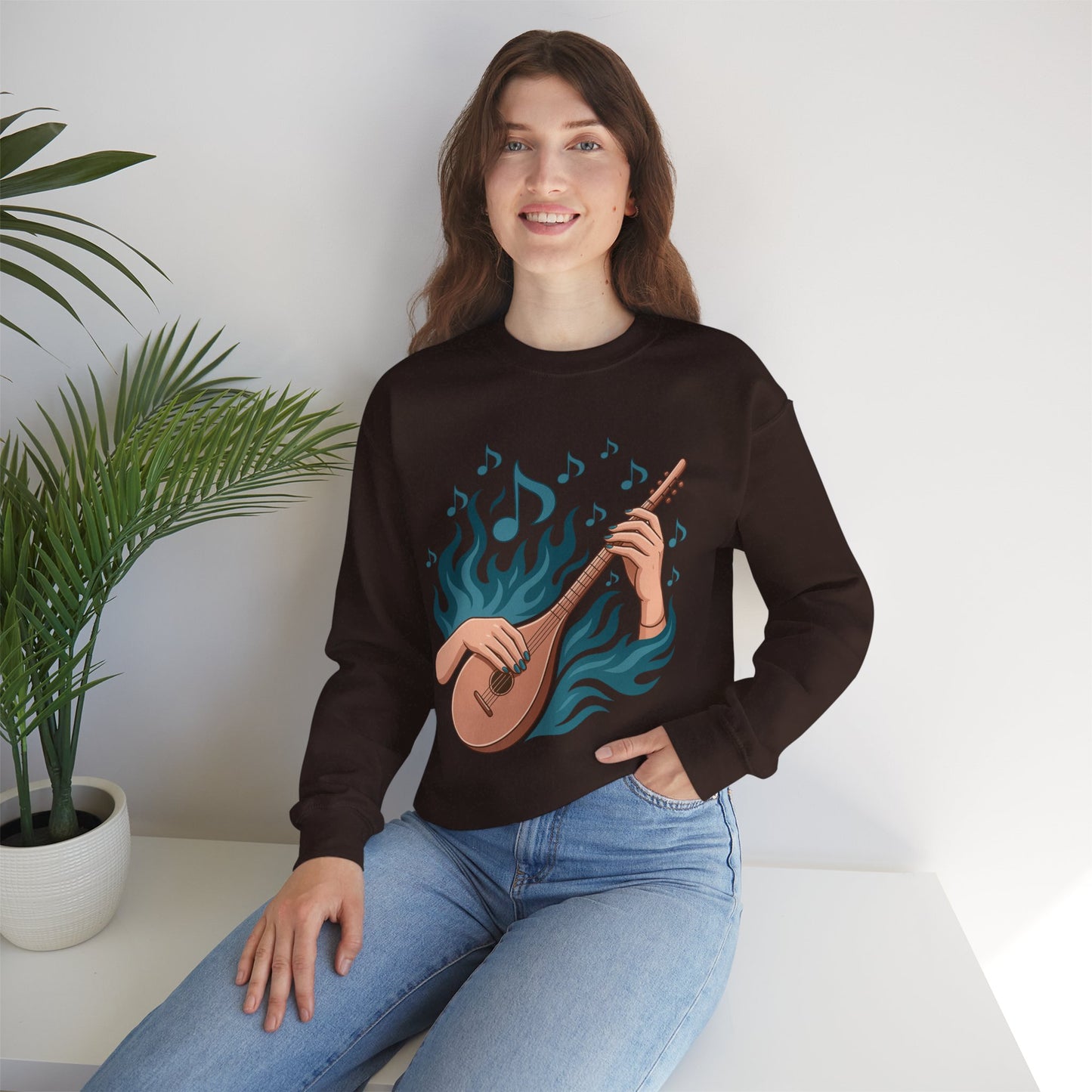 Music Lover Crewneck - Musical Women's Sweatshirt - Artistic Graphic Gift for Musicians