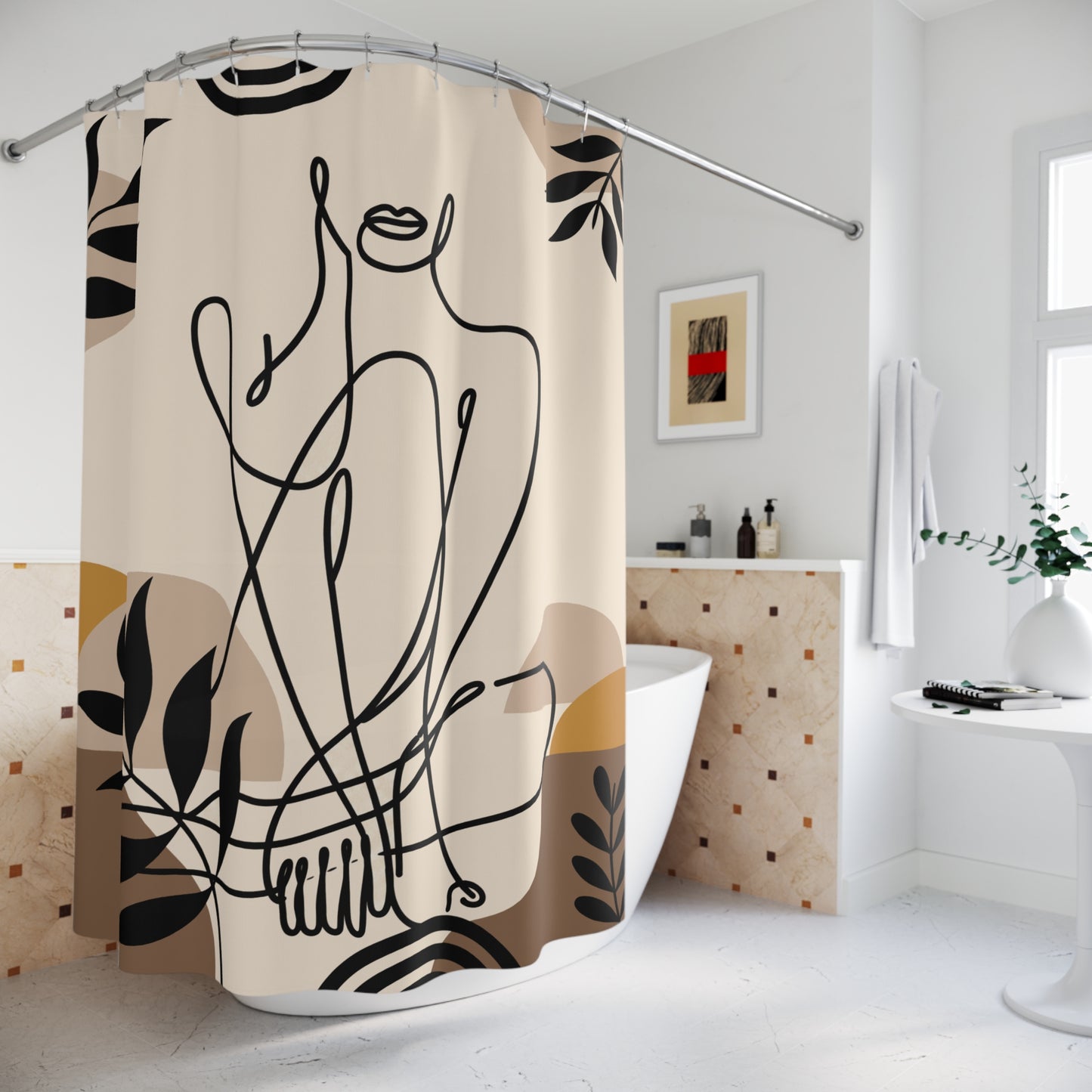 Abstract Line Art Shower Curtain
