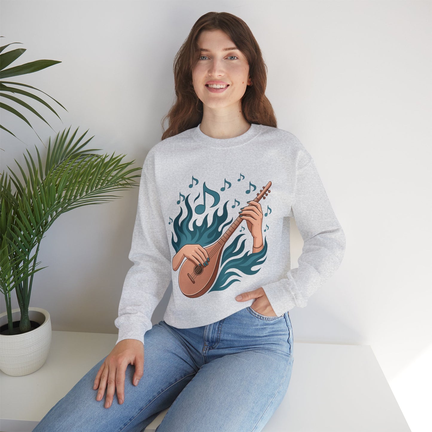 Music Lover Crewneck - Musical Women's Sweatshirt - Artistic Graphic Gift for Musicians