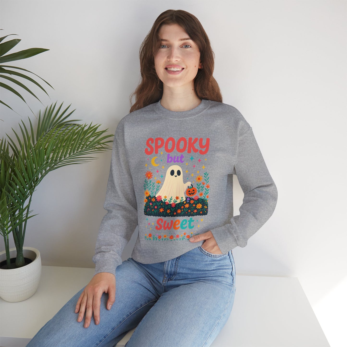 Spooky but Sweet Halloween Sweatshirt – Cute Fall Crewneck