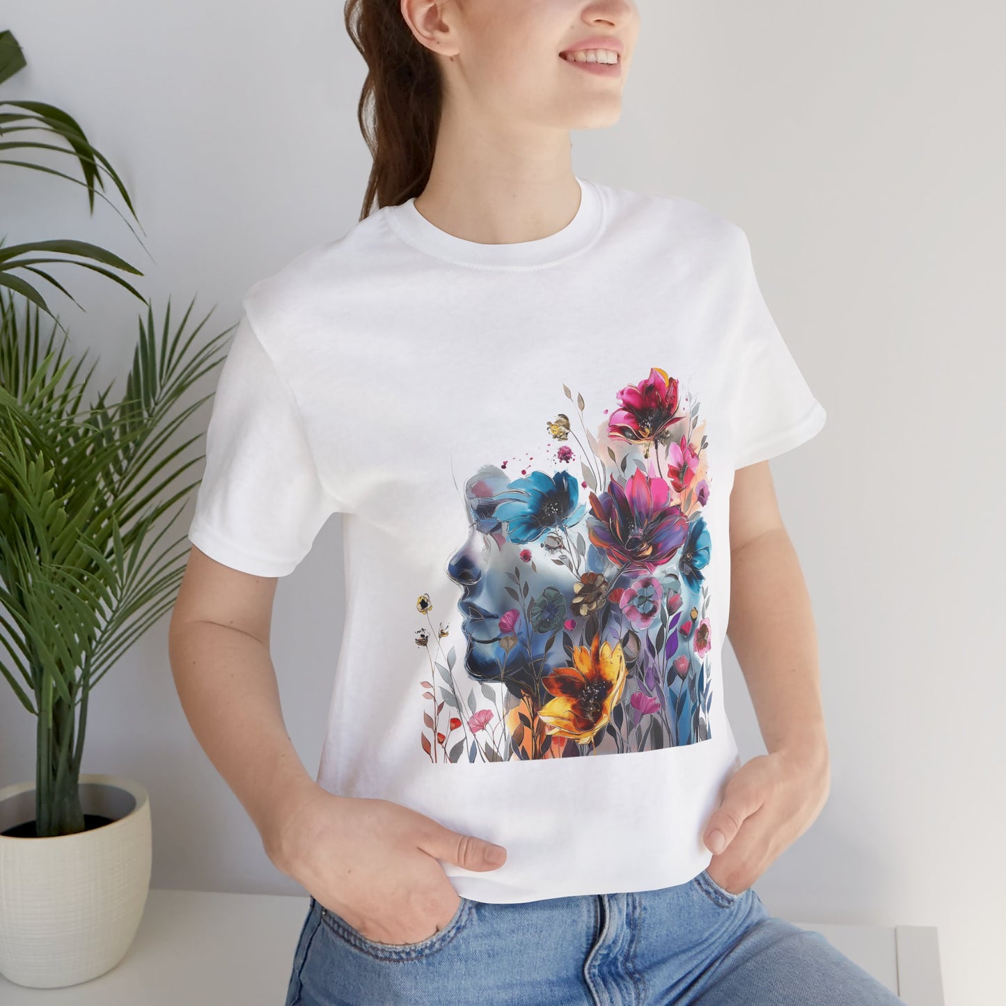 Floral Graphic T-Shirt - Women's Artistic Nature Tee - Lightweight fabric Tee