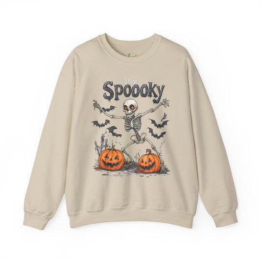 Halloween Sweatshirt - Spooky Skeleton Halloween Sweatshirt – Unisex Crewneck, Cozy Fall Sweater & Halloween Gift - Halloween Costume