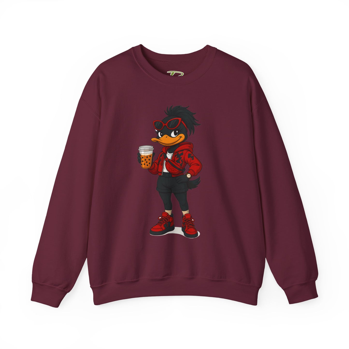 Chic Cartoon Character Sweatshirt - Cozy Women's Crewneck