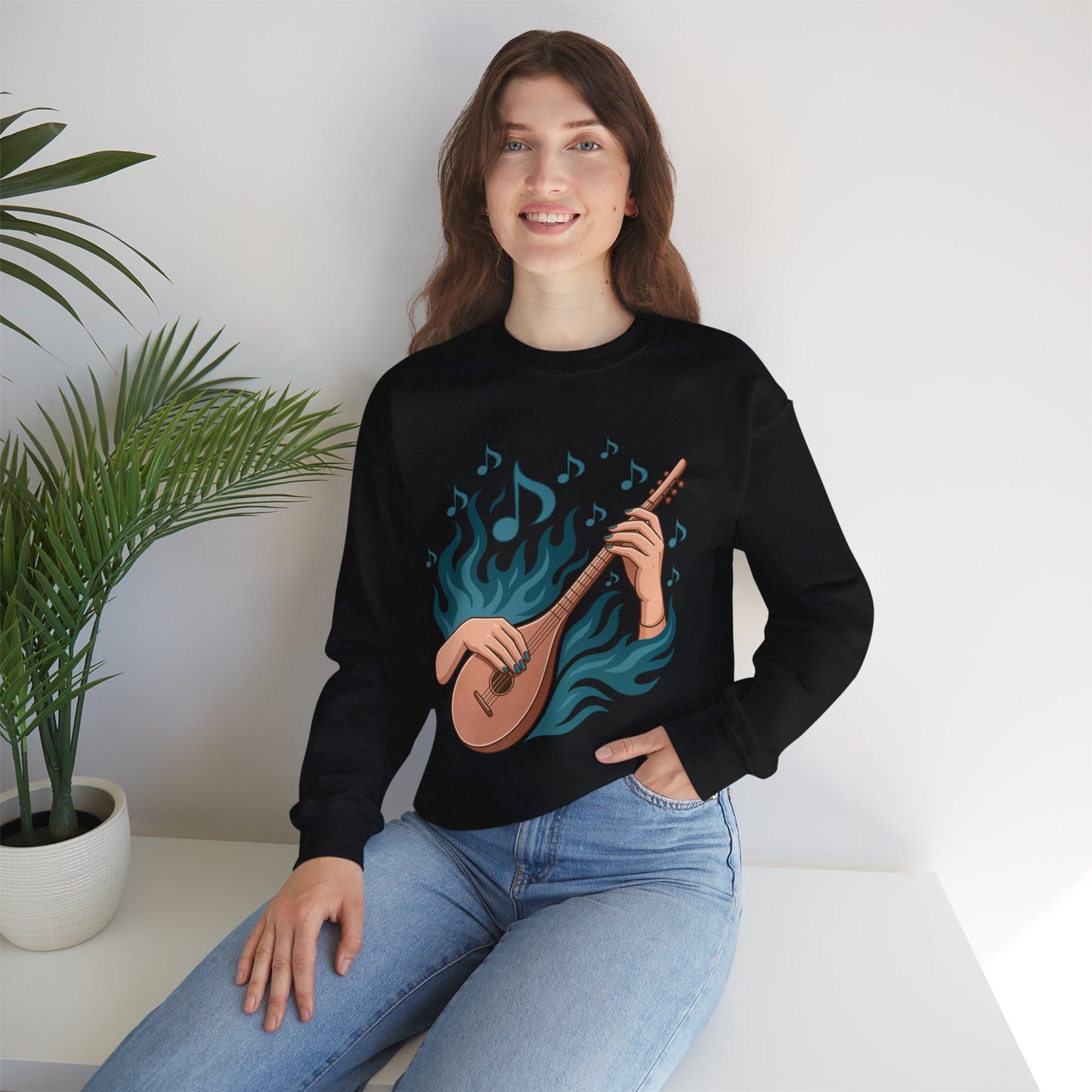 Music Lover Crewneck - Musical Women's Sweatshirt - Artistic Graphic Gift for Musicians